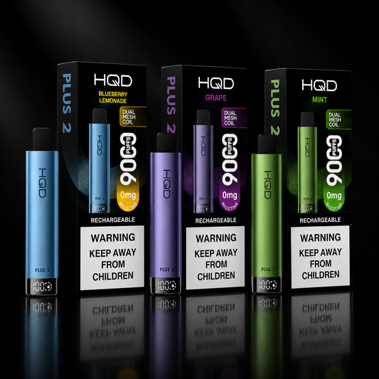 HQD Plus 2.0 9000 Puff disposable vape 0 percent nicotine 5 pack in multiple flavors and colors with smart display rechargeable battery and dual mesh coil technology