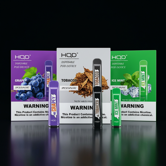 HQD V1 400 Puff disposable pod vape 30 pack in multiple flavors and colors with compact portable design and 5 percent nicotine strength